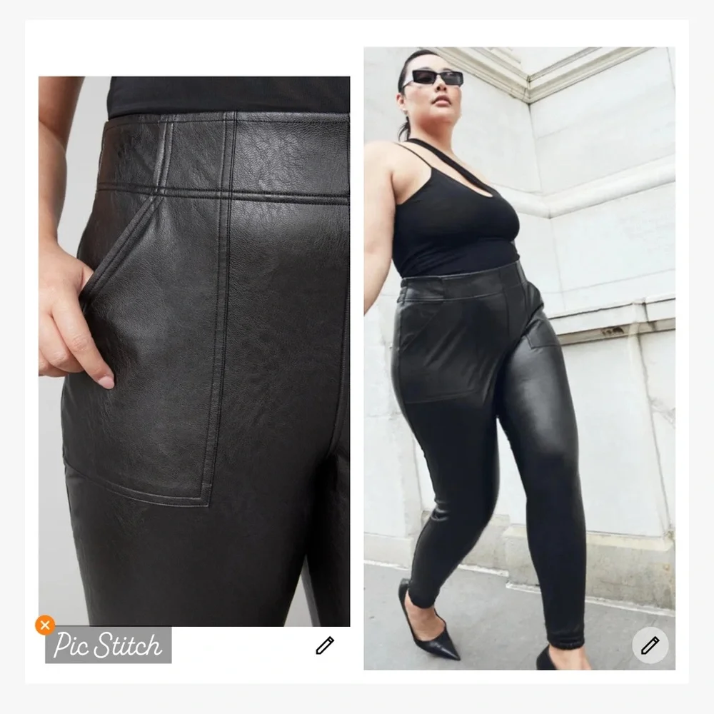 Spanx Faux Leather Joggers Black - Picture 2 of 10